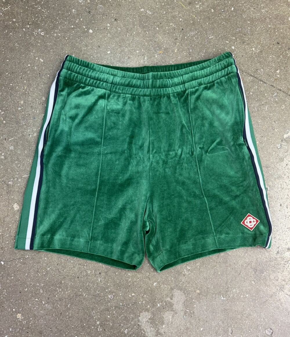 Casablanca Green Velour Athletic Shorts - Picture 1 of 11